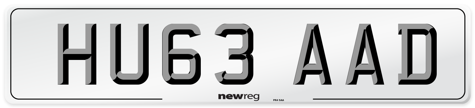HU63 AAD Number Plate from New Reg